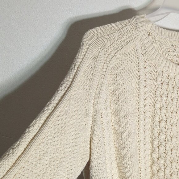 Gap Men's Fishermans Sweater Cable Knit Cotton Cream Chunky Cozy Grandpa XXL - Picture 4 of 10